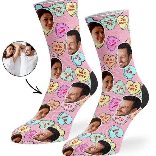 Baby Pink Naughty Love Hearts Socks