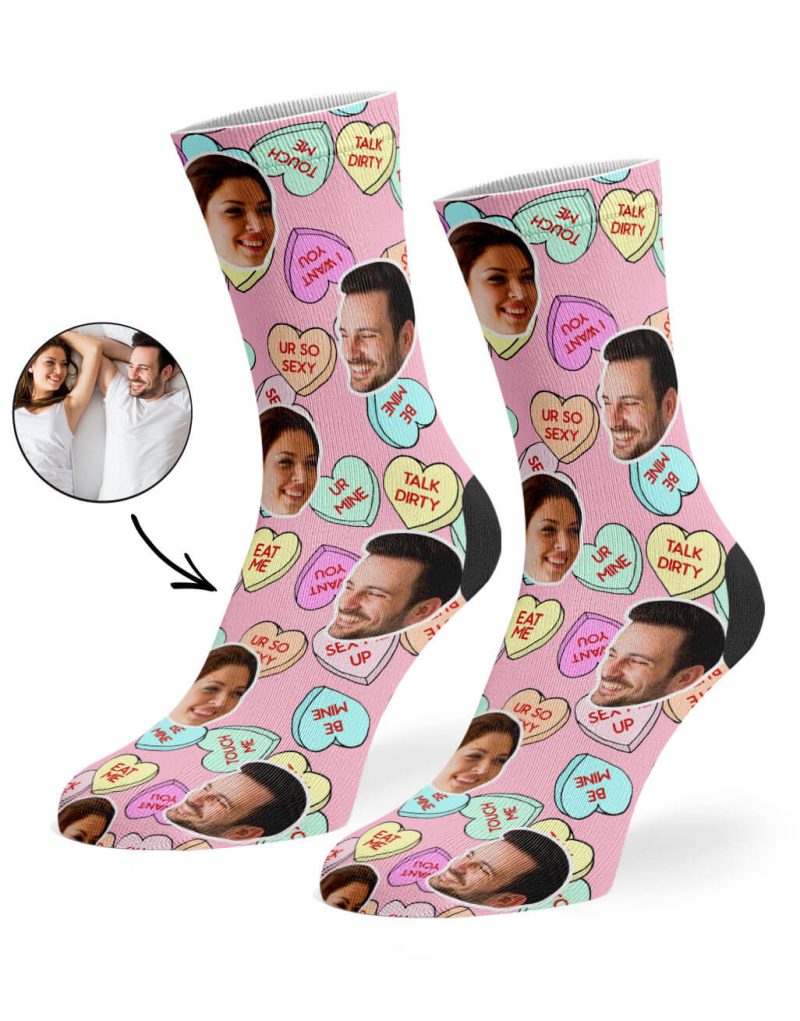 Baby Pink Naughty Love Hearts Socks