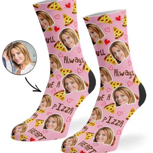 Baby Pink Pizza My Heart Socks