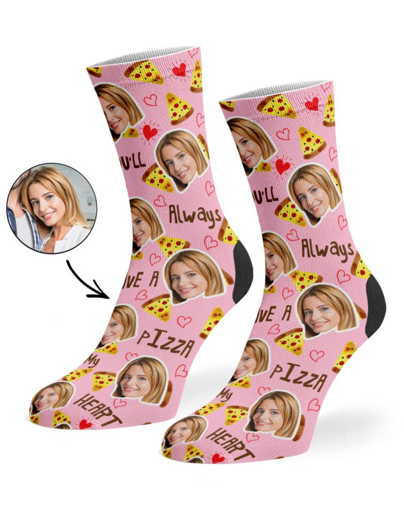 Baby Pink Pizza My Heart Socks