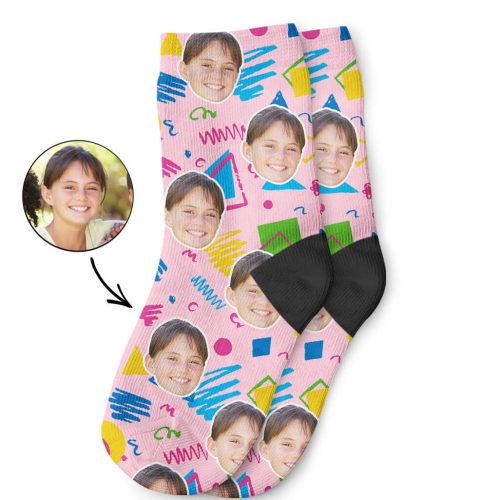 Retro Doodle Face Kids Socks Gift