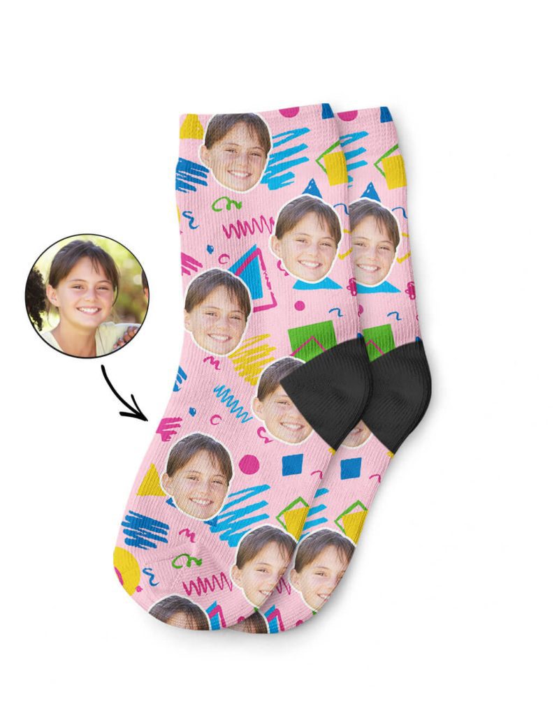 Retro Doodle Face Kids Socks Gift