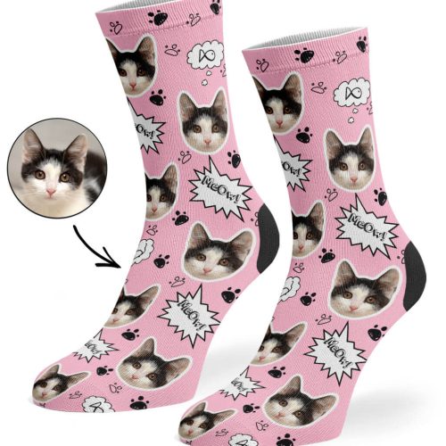 Baby Pink Your Cat Meow Socks