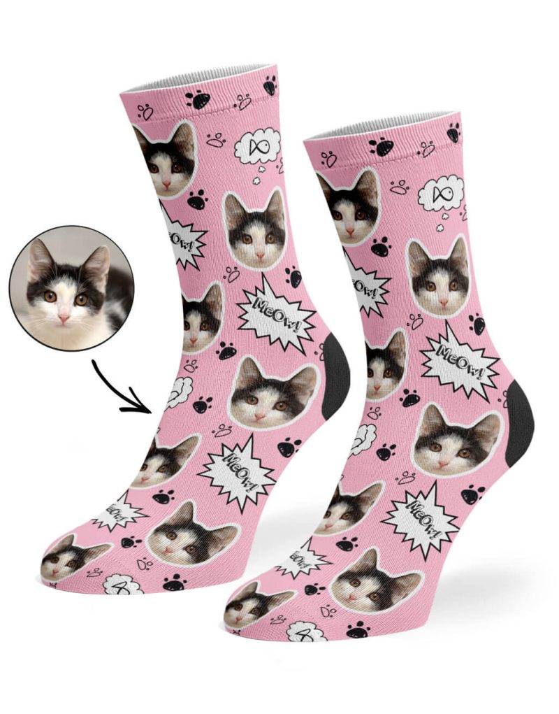 Baby Pink Your Cat Meow Socks