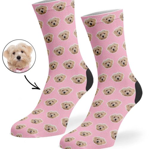 Baby Pink Your Dog Pattern Socks