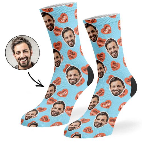 Baby Blue Dad Love Hearts Socks