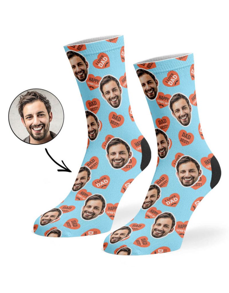 Baby Blue Dad Love Hearts Socks