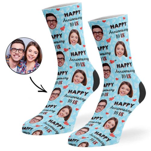 Baby Blue Happy Anniversary To Us Socks