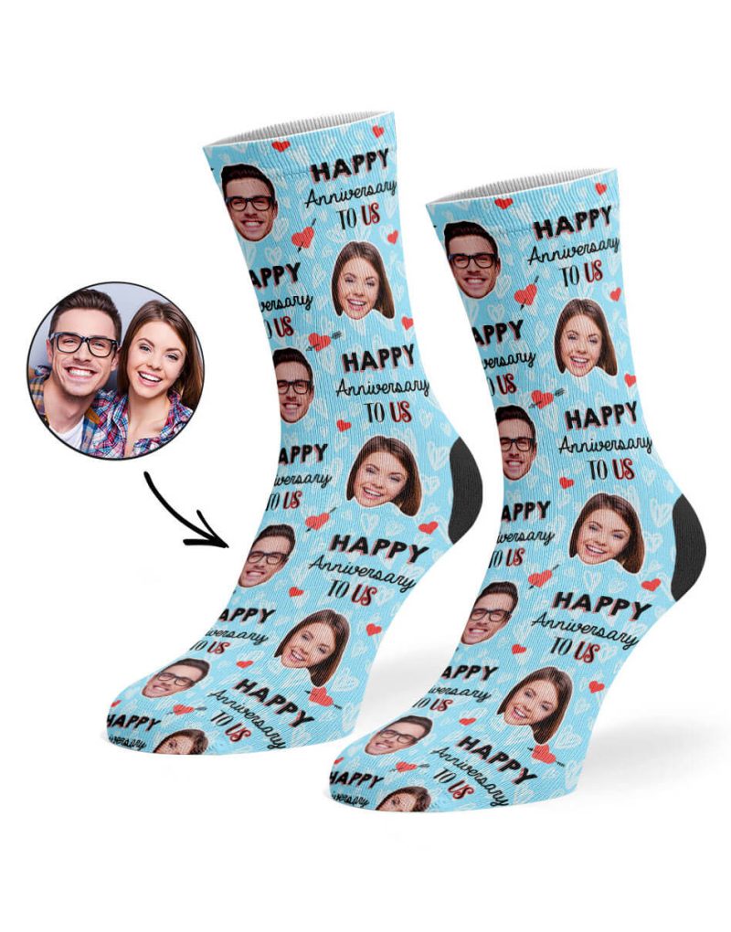 Baby Blue Happy Anniversary To Us Socks