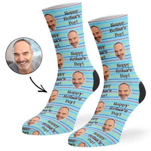 Baby Blue Happy Father s Day Striped Socks