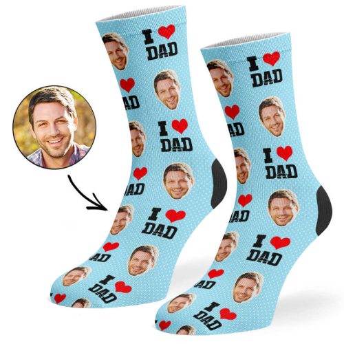 Baby Blue I Love Dad Socks