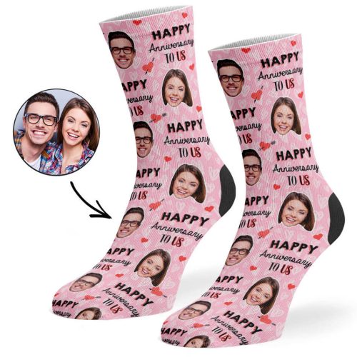 Baby Pink Happy Anniversary To Us Socks