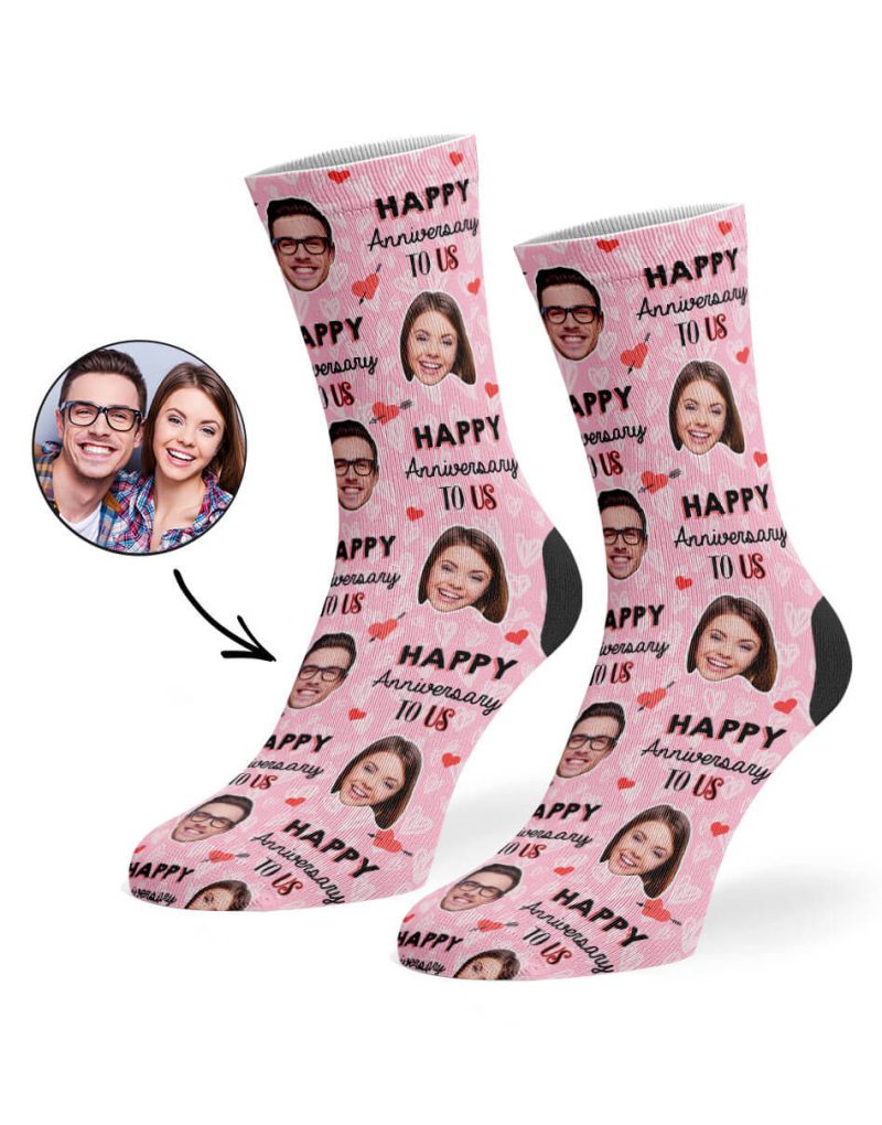 Baby Pink Happy Anniversary To Us Socks