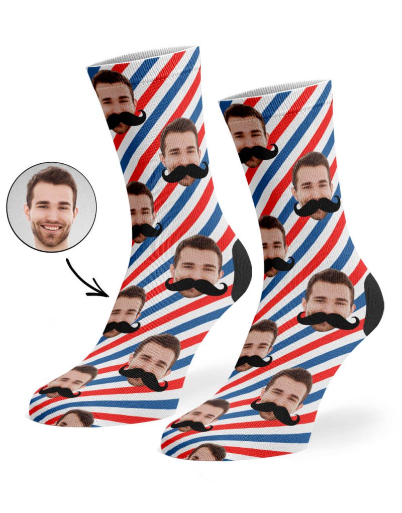 Barber Shop Pattern Socks Moustache