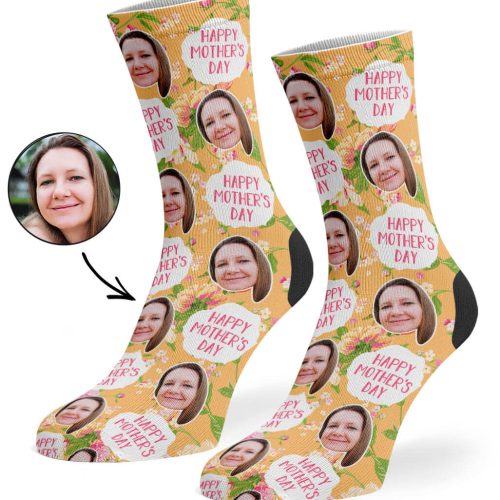 Beige Mother s Day Flower Socks