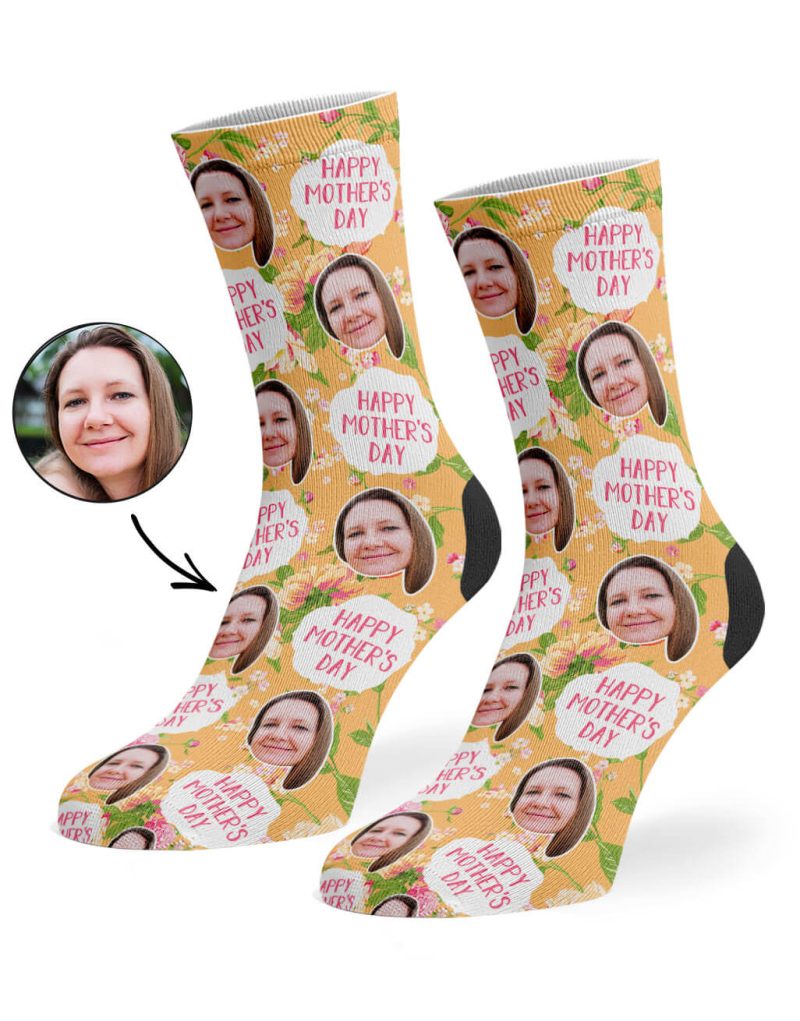 Beige Mother s Day Flower Socks