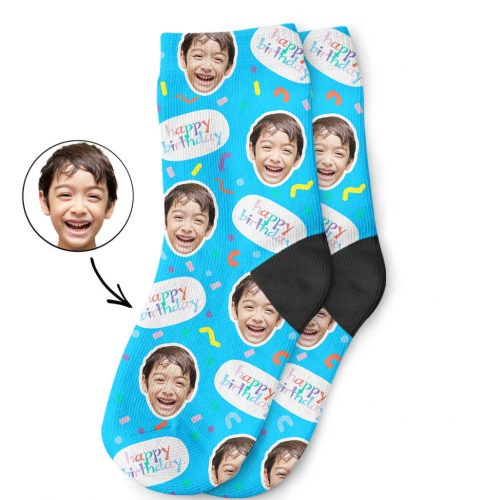 Happy Birthday Kids Socks With Photo On