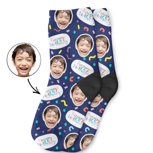 Blue Happy Birthday Kids Socks