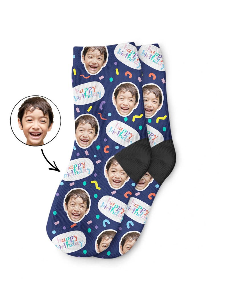 Blue Happy Birthday Kids Socks