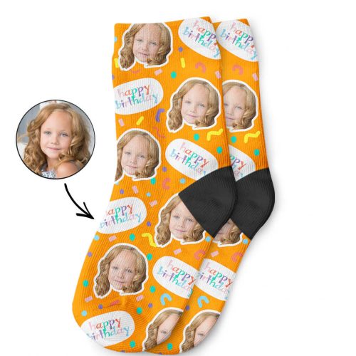 Orange Happy Birthday Kids Socks