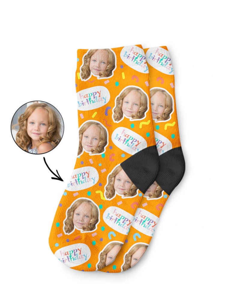 Orange Happy Birthday Kids Socks