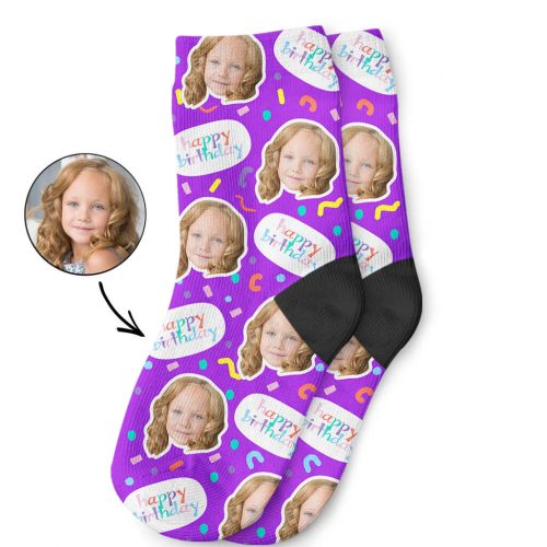 Purple Happy Birthday Kids Socks