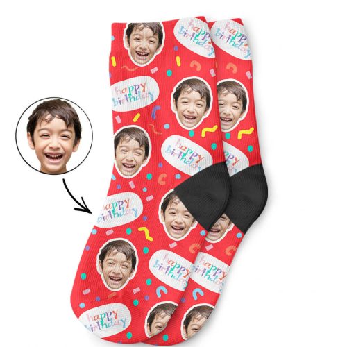 Red Happy Birthday Kids Socks