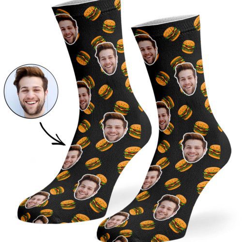 Black Burger Face Socks