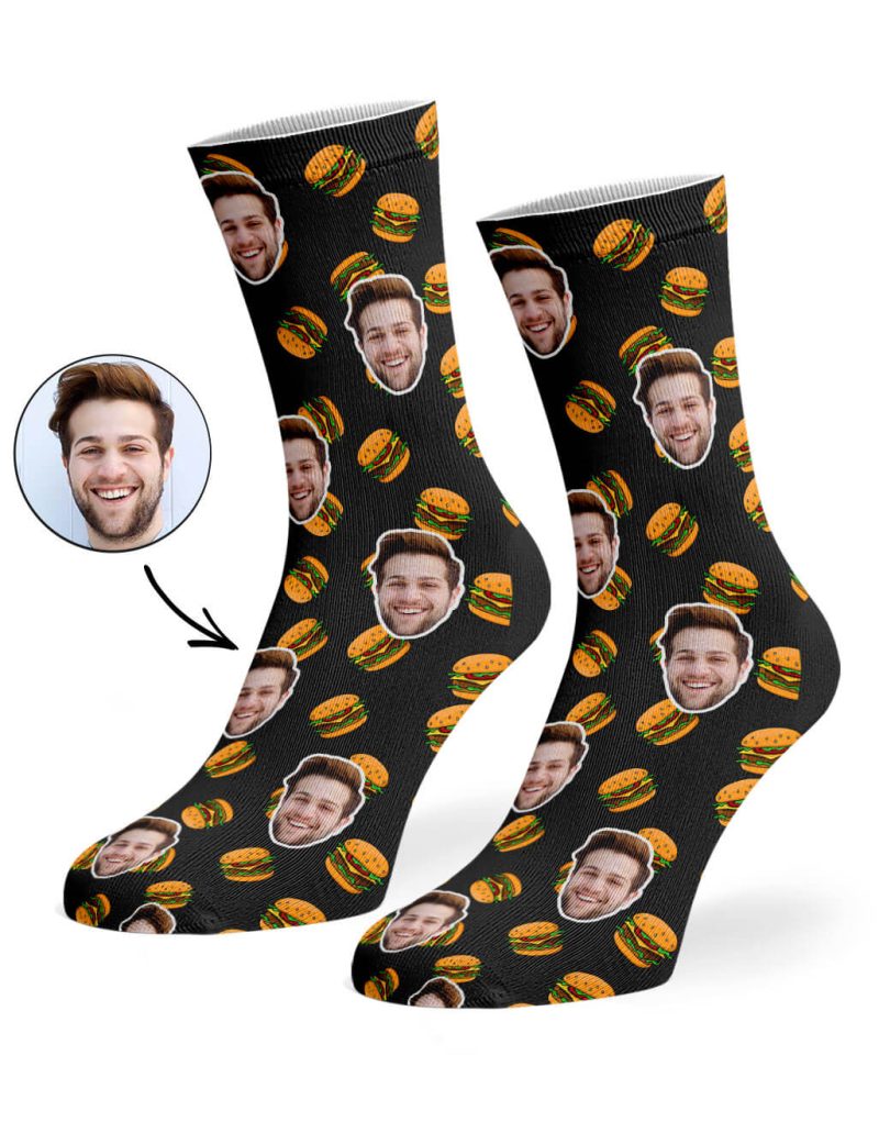 Black Burger Face Socks