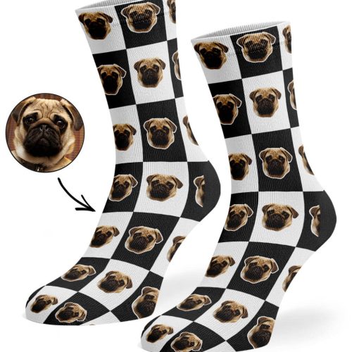 Black Chequered Dog Socks