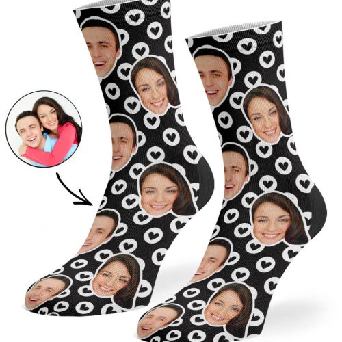 Black Circle Hearts Socks