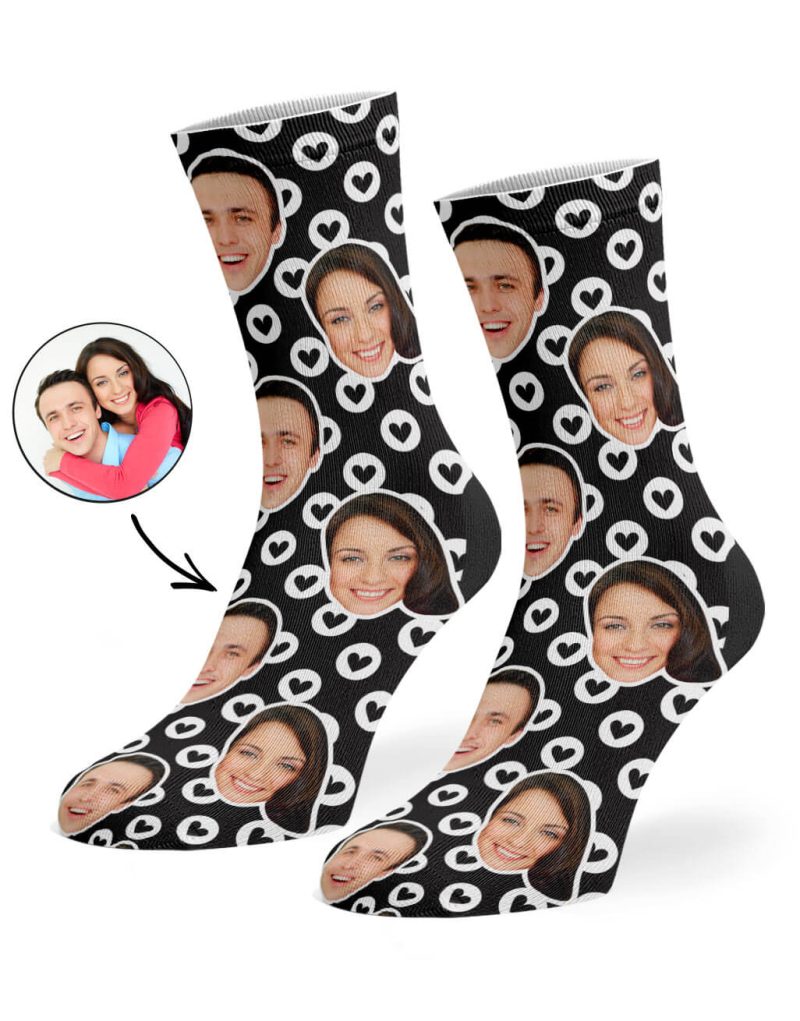 Black Circle Hearts Socks