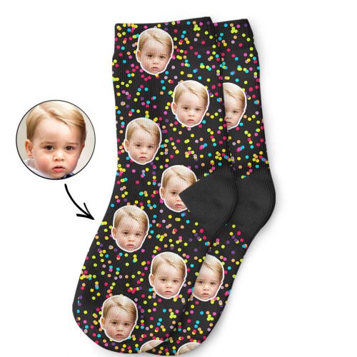 Black Colourful Spot Kids Socks