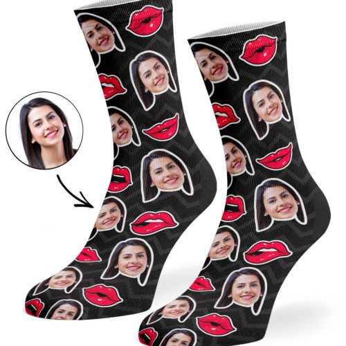 Black Comic Lips Socks