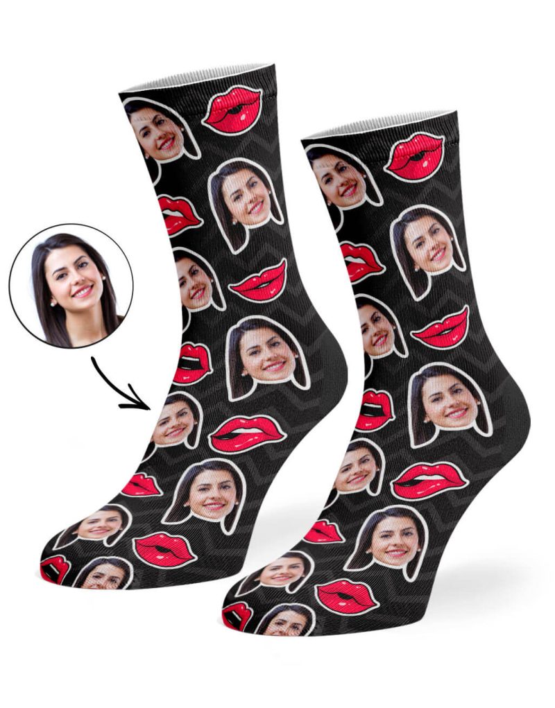 Black Comic Lips Socks