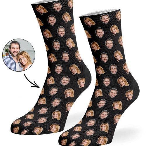 Black Couples Face Pattern Socks