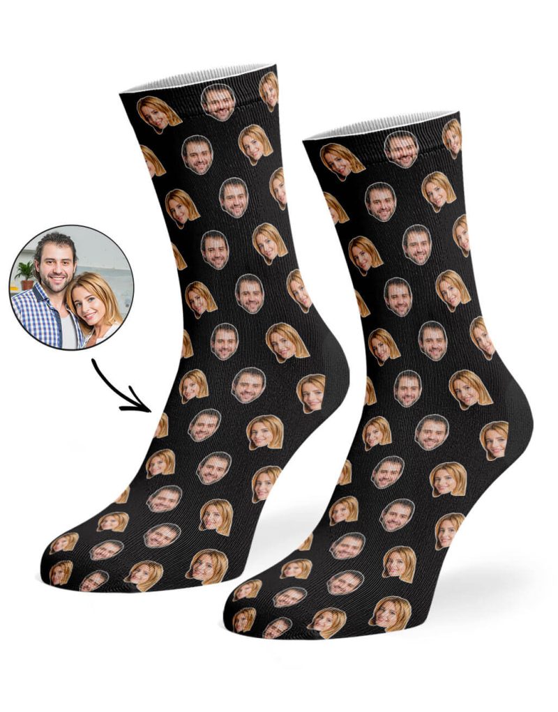 Black Couples Face Pattern Socks