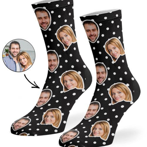 Black Couples Spotty Face Socks