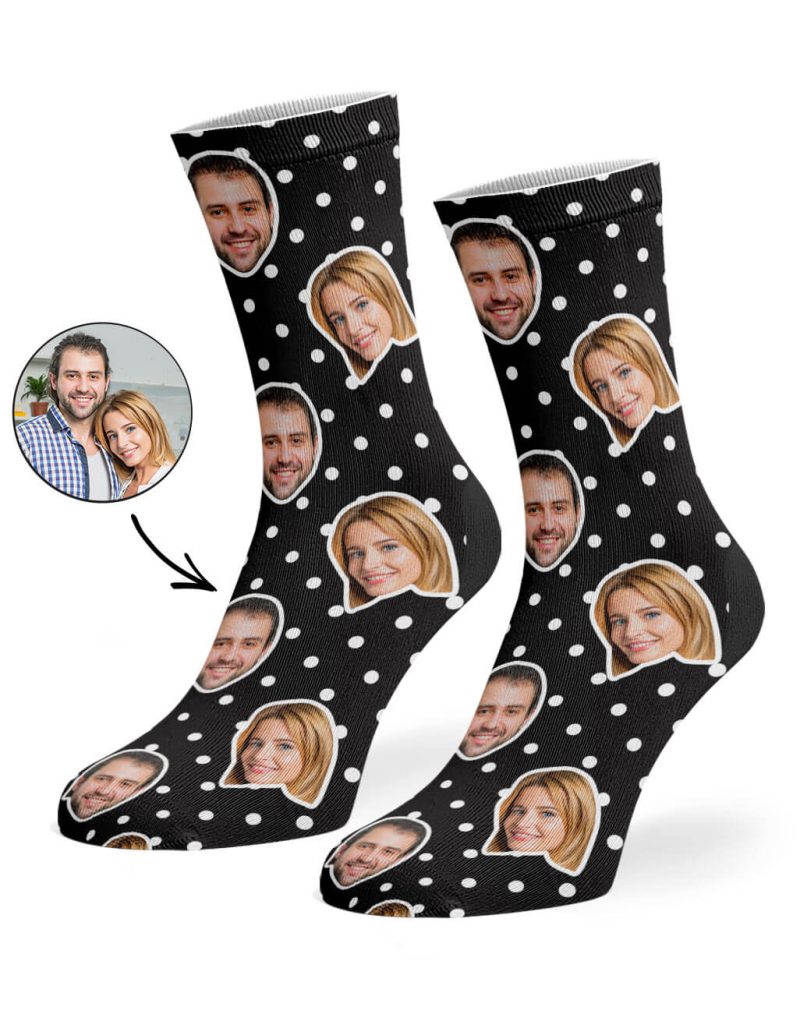 Black Couples Spotty Face Socks