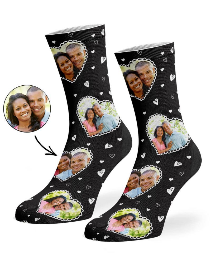 Black Cute Heart Collage Socks