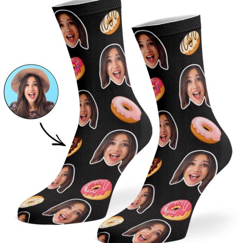 Black Donut Face Socks