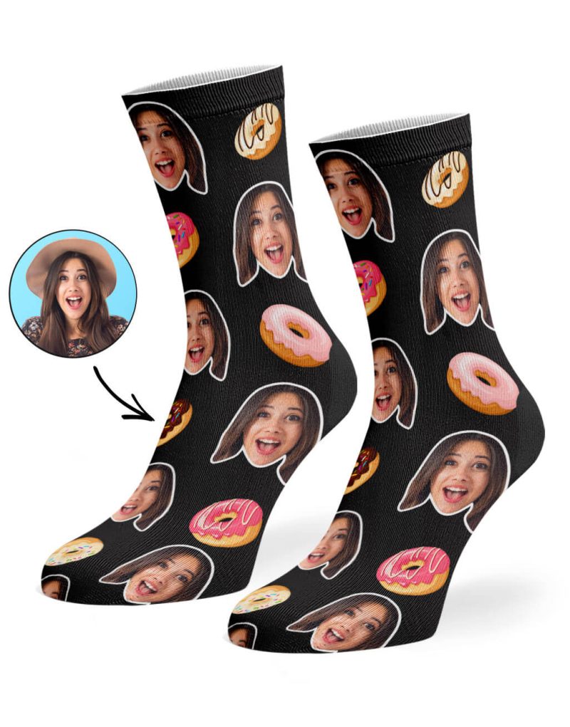 Black Donut Face Socks