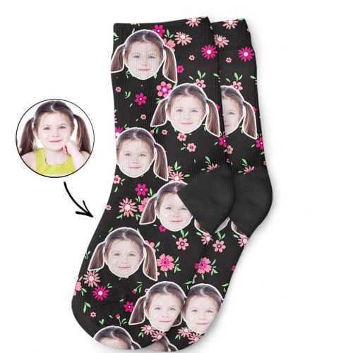 Customised Flower Face Kids Socks