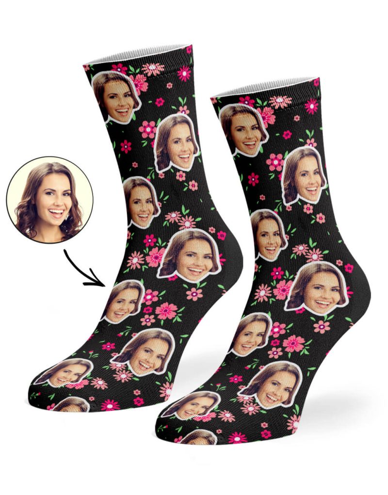 Black Flower Socks