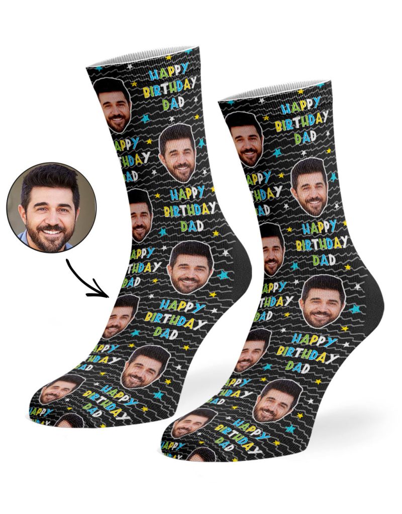 Black Happy Birthday Dad Socks