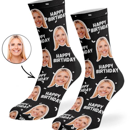 Black Happy Birthday Socks