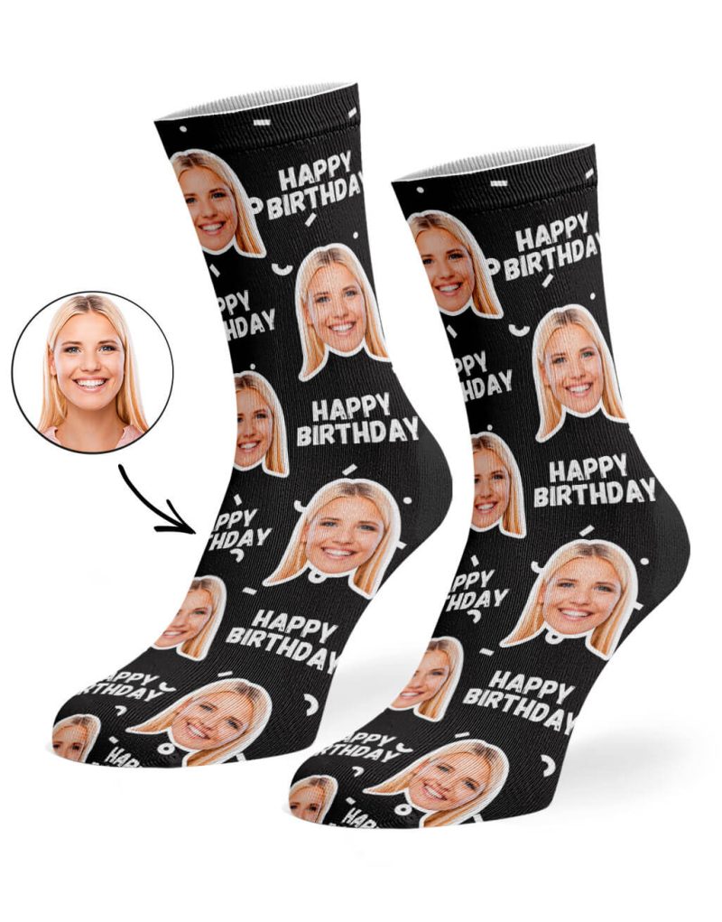 Black Happy Birthday Socks