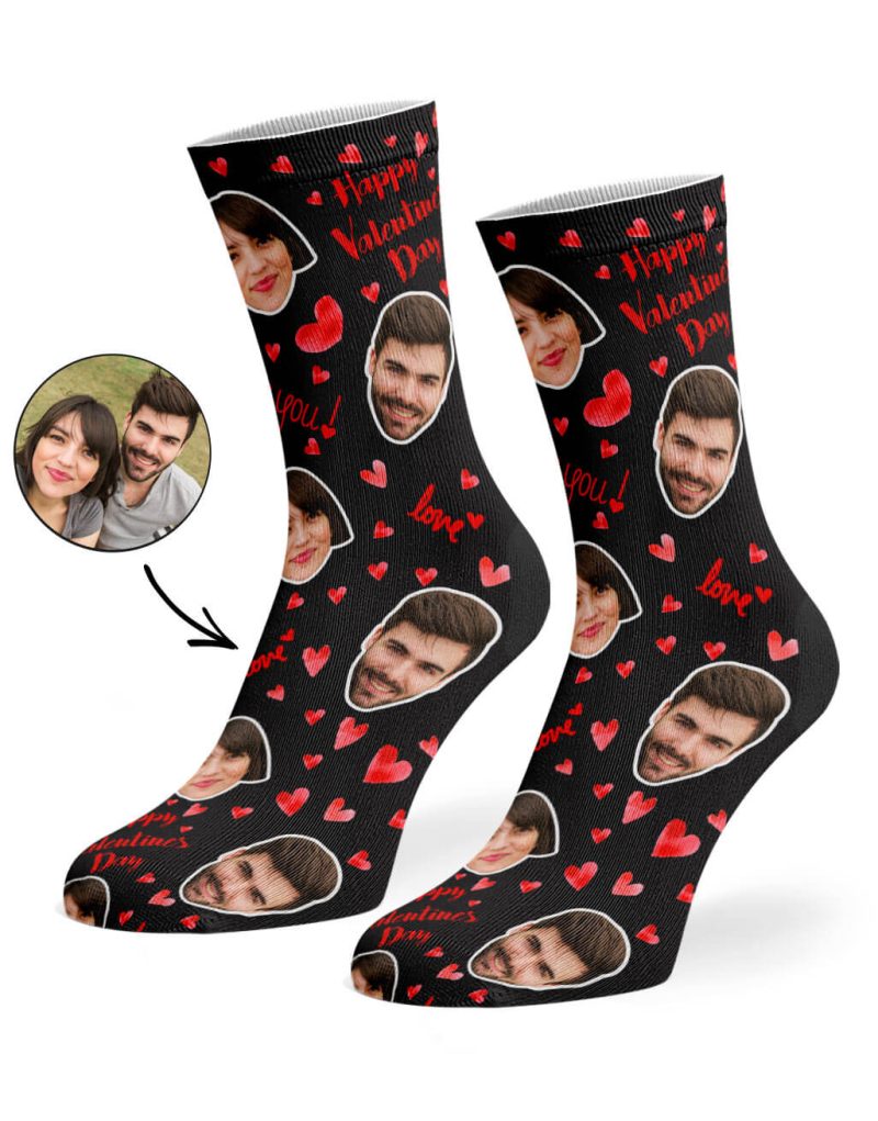 Black Happy Valentines Socks