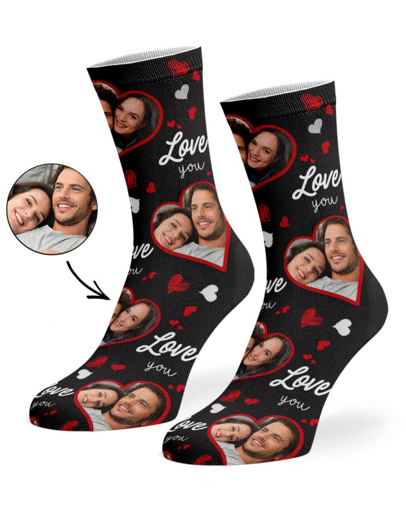 Black Heart Photo Collage Socks