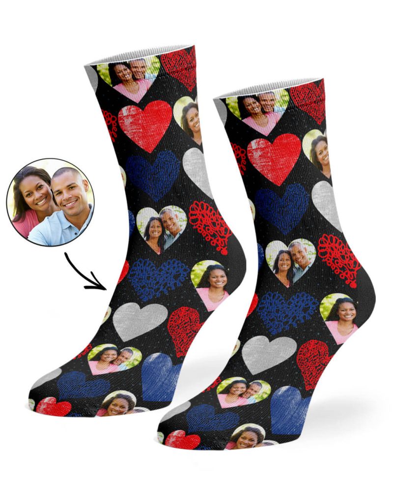 Black Hearts Collage Socks